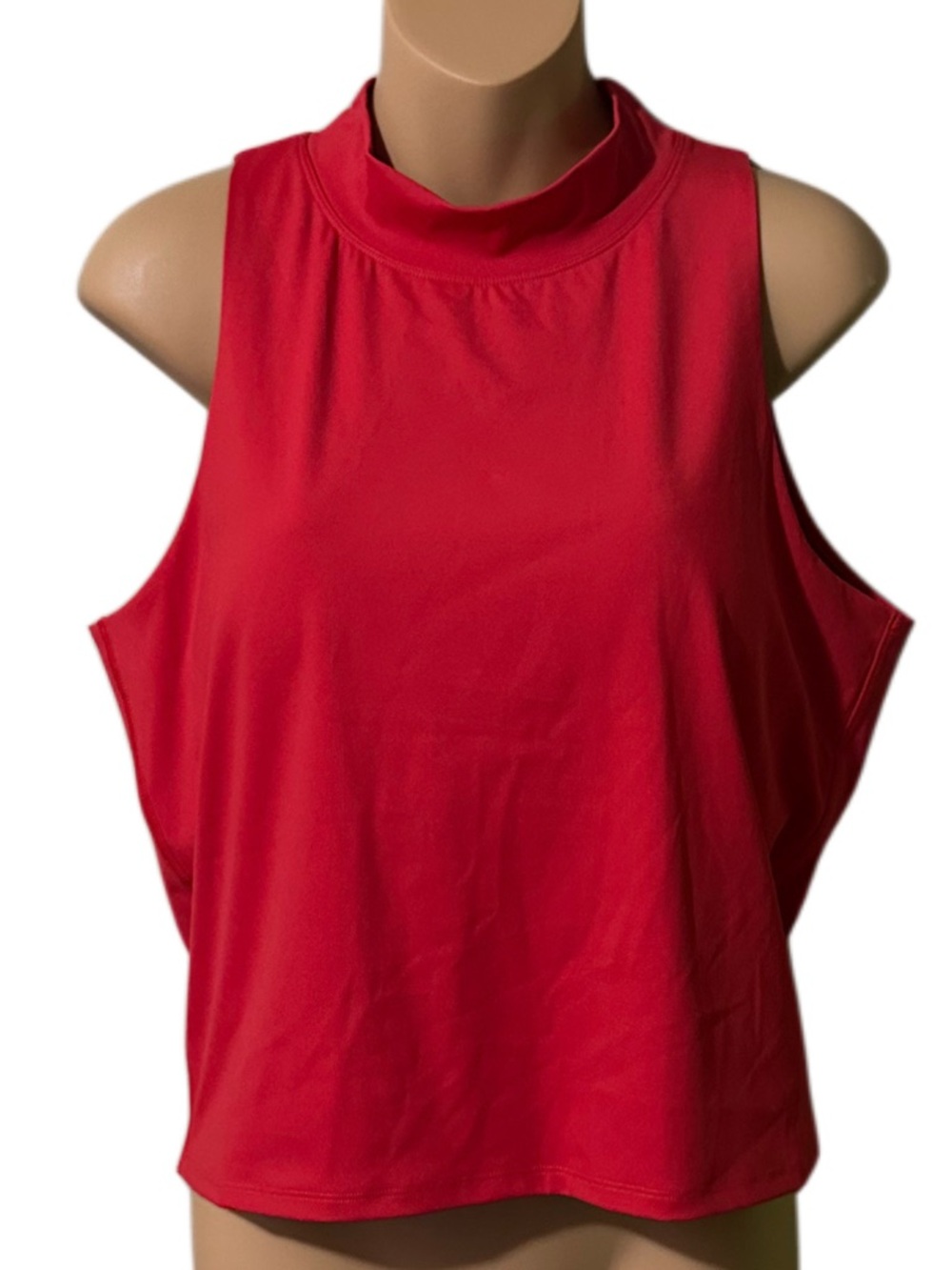 Sierra Madre Mock Neck Sleeveless Crop Golf Tank Top in Red